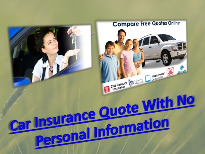 How to get a car insurance quote without personal information?